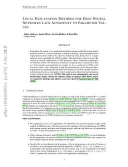Local Explanation Methods for Deep Neural Networks Lack Sensitivity to
  Parameter Values