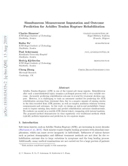 Simultaneous Measurement Imputation and Outcome Prediction for Achilles
  Tendon Rupture Rehabilitation