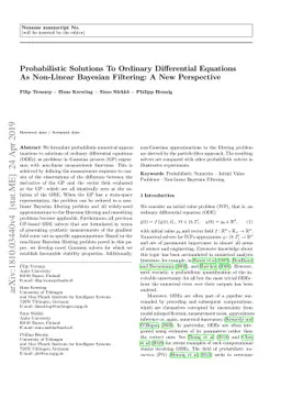 Probabilistic Solutions To Ordinary Differential Equations As Non-Linear
  Bayesian Filtering: A New Perspective