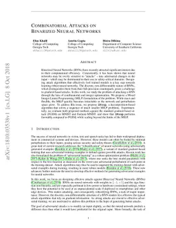 Combinatorial Attacks on Binarized Neural Networks