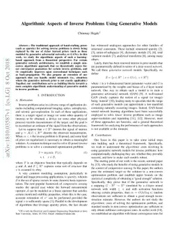 Algorithmic Aspects of Inverse Problems Using Generative Models