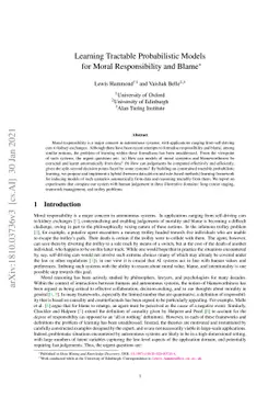 Learning Tractable Probabilistic Models for Moral Responsibility and
  Blame