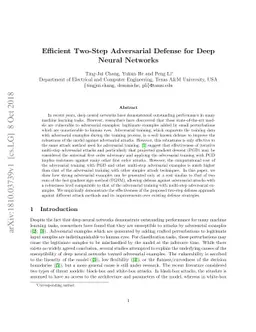 Efficient Two-Step Adversarial Defense for Deep Neural Networks