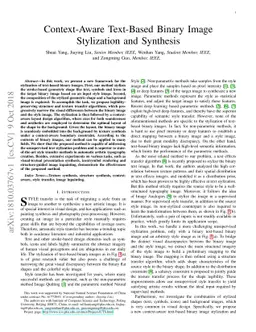 Context-Aware Text-Based Binary Image Stylization and Synthesis