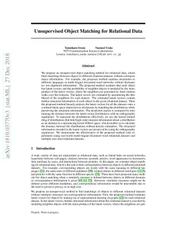 Unsupervised Object Matching for Relational Data
