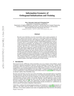 Information Geometry of Orthogonal Initializations and Training