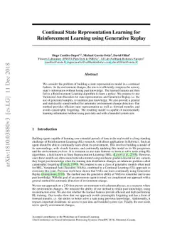 Continual State Representation Learning for Reinforcement Learning using
  Generative Replay