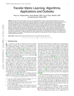 Transfer Metric Learning: Algorithms, Applications and Outlooks