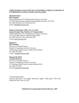 Vision-based Navigation of Autonomous Vehicle in Roadway Environments
  with Unexpected Hazards