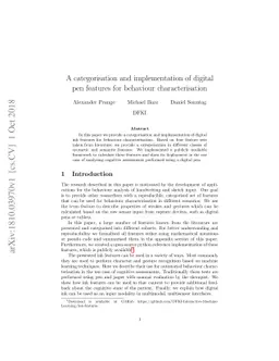 A categorisation and implementation of digital pen features for
  behaviour characterisation