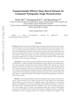 Computationally Efficient Deep Neural Network for Computed Tomography
  Image Reconstruction