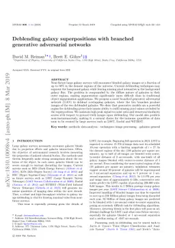 Deblending galaxy superpositions with branched generative adversarial
  networks