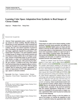 Learning color space adaptation from synthetic to real images of cirrus
  clouds