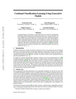 Continual Classification Learning Using Generative Models