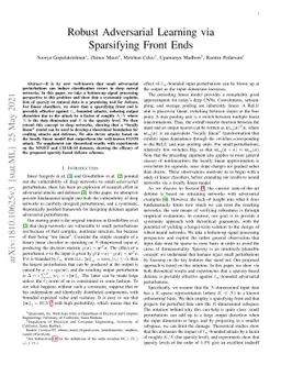 Robust Adversarial Learning via Sparsifying Front Ends