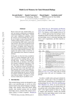 Multi-level Memory for Task Oriented Dialogs