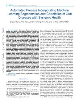 Automated Process Incorporating Machine Learning Segmentation and
  Correlation of Oral Diseases with Systemic Health
