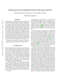 Speaker Selective Beamformer with Keyword Mask Estimation