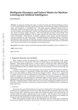 Multiparty Dynamics and Failure Modes for Machine Learning and
  Artificial Intelligence