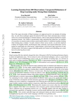 Learning Emotion from 100 Observations: Unexpected Robustness of Deep
  Learning under Strong Data Limitations