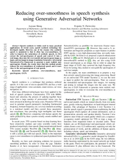 Reducing over-smoothness in speech synthesis using Generative
  Adversarial Networks