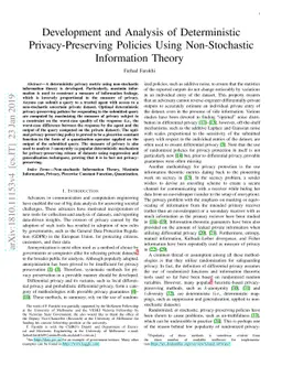 Development and Analysis of Deterministic Privacy-Preserving Policies
  Using Non-Stochastic Information Theory