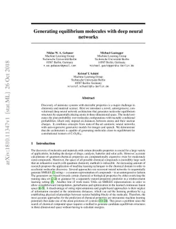 Generating equilibrium molecules with deep neural networks
