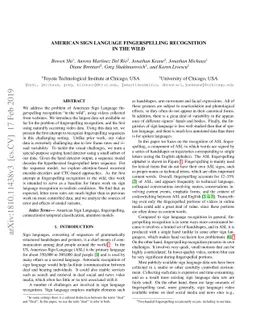 American Sign Language fingerspelling recognition in the wild