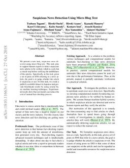 Suspicious News Detection Using Micro Blog Text