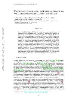 Watch the Unobserved: A Simple Approach to Parallelizing Monte Carlo
  Tree Search