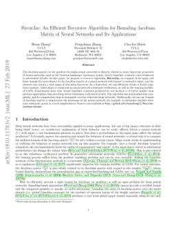 RecurJac: An Efficient Recursive Algorithm for Bounding Jacobian Matrix
  of Neural Networks and Its Applications