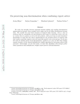 On preserving non-discrimination when combining expert advice