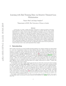 Learning with Bad Training Data via Iterative Trimmed Loss Minimization