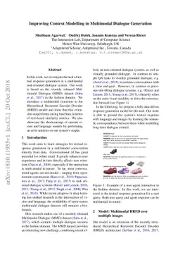 Improving Context Modelling in Multimodal Dialogue Generation