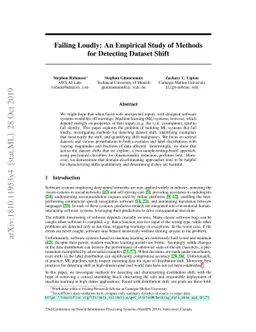 Failing Loudly: An Empirical Study of Methods for Detecting Dataset
  Shift