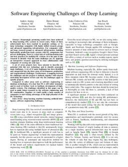 Software Engineering Challenges of Deep Learning