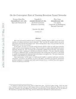 On the Convergence Rate of Training Recurrent Neural Networks