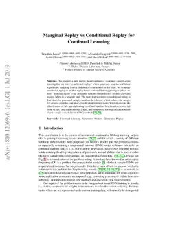 Marginal Replay vs Conditional Replay for Continual Learning