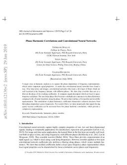 Phase Harmonic Correlations and Convolutional Neural Networks