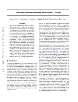 Assessing Generalization in Deep Reinforcement Learning