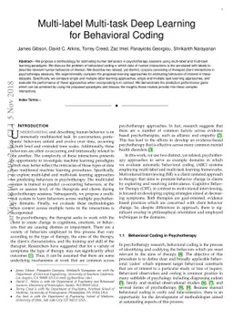 Multi-label Multi-task Deep Learning for Behavioral Coding