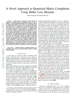 A Novel Approach to Quantized Matrix Completion Using Huber Loss Measure