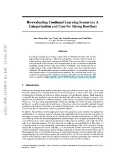 Re-evaluating Continual Learning Scenarios: A Categorization and Case
  for Strong Baselines