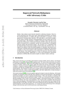 Improved Network Robustness with Adversary Critic