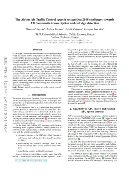 The Airbus Air Traffic Control speech recognition 2018 challenge:
  towards ATC automatic transcription and call sign detection