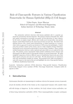 Role of Class-specific Features in Various Classification Frameworks for
  Human Epithelial (HEp-2) Cell Images