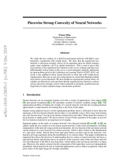 Piecewise Strong Convexity of Neural Networks