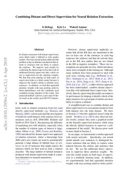 Combining Distant and Direct Supervision for Neural Relation Extraction