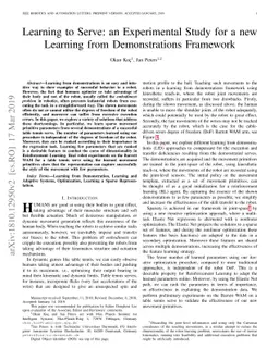 Learning to serve: an experimental study for a new learning from
  demonstrations framework