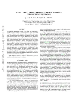 Bi-Directional Lattice Recurrent Neural Networks for Confidence
  Estimation